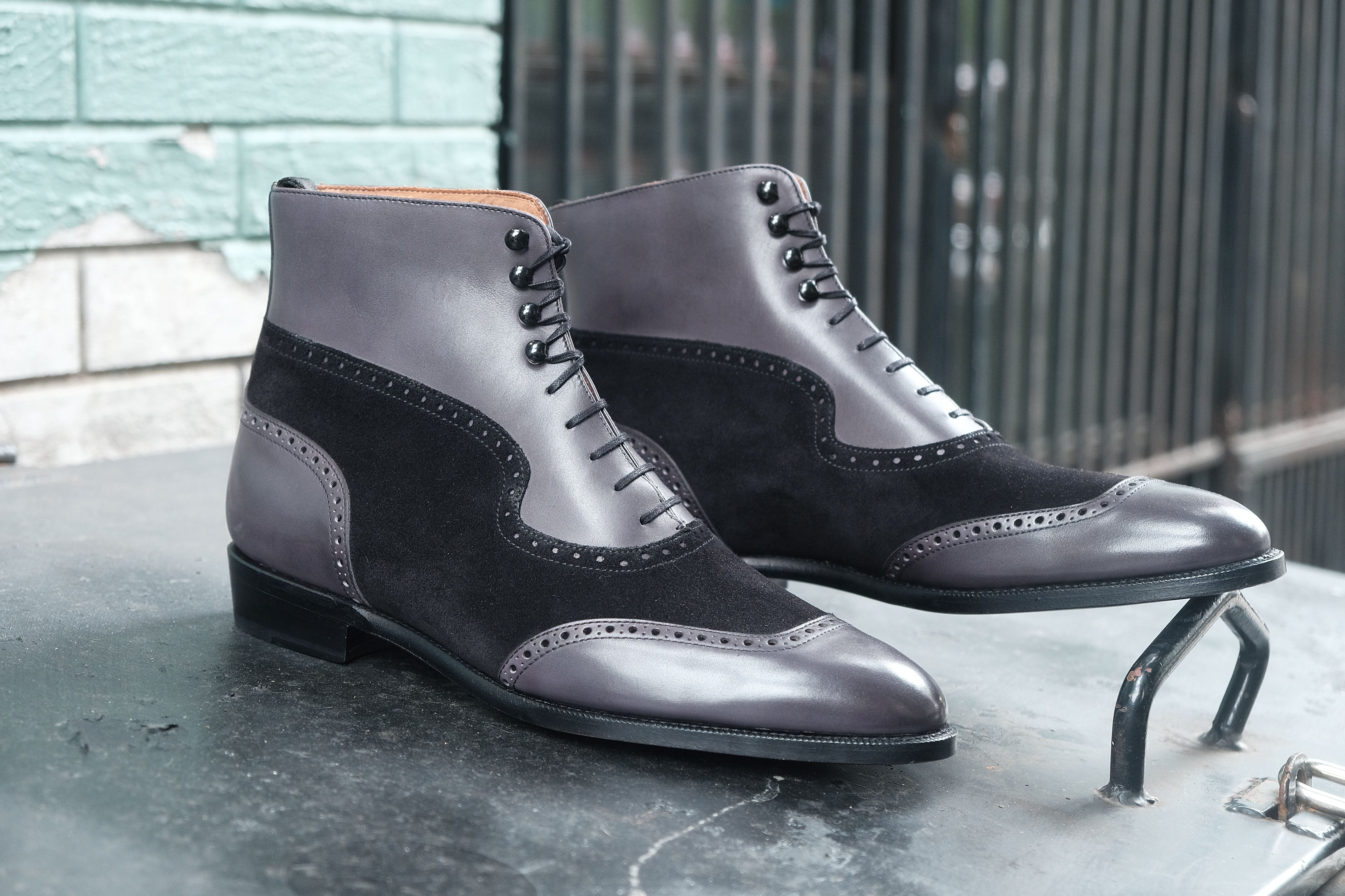 Pinehurst - MTO - Shaded Grey Calf / Black Suede - TMG Last - Single Leather Sole