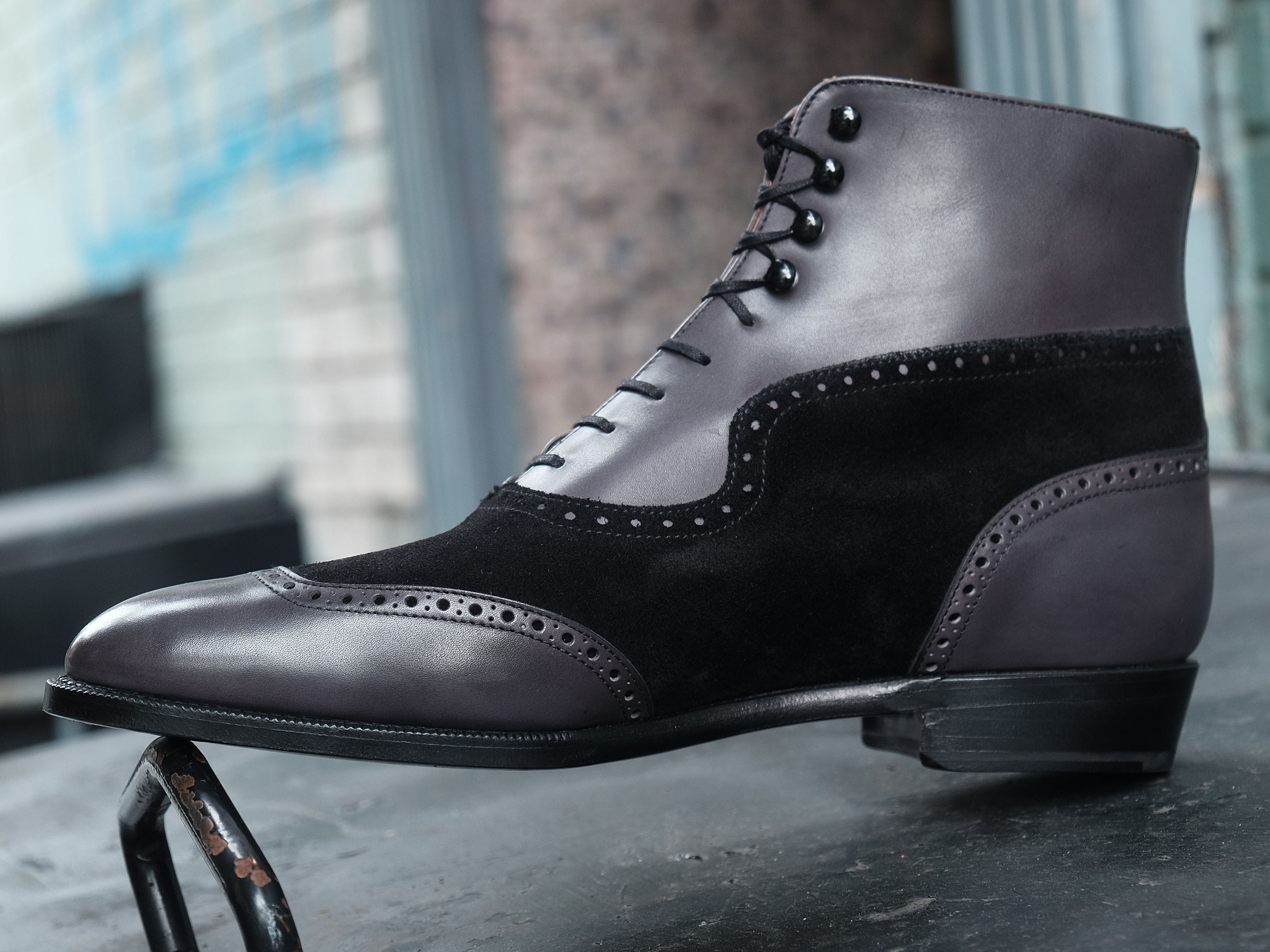 Pinehurst - MTO - Shaded Grey Calf / Black Suede - TMG Last - Single Leather Sole