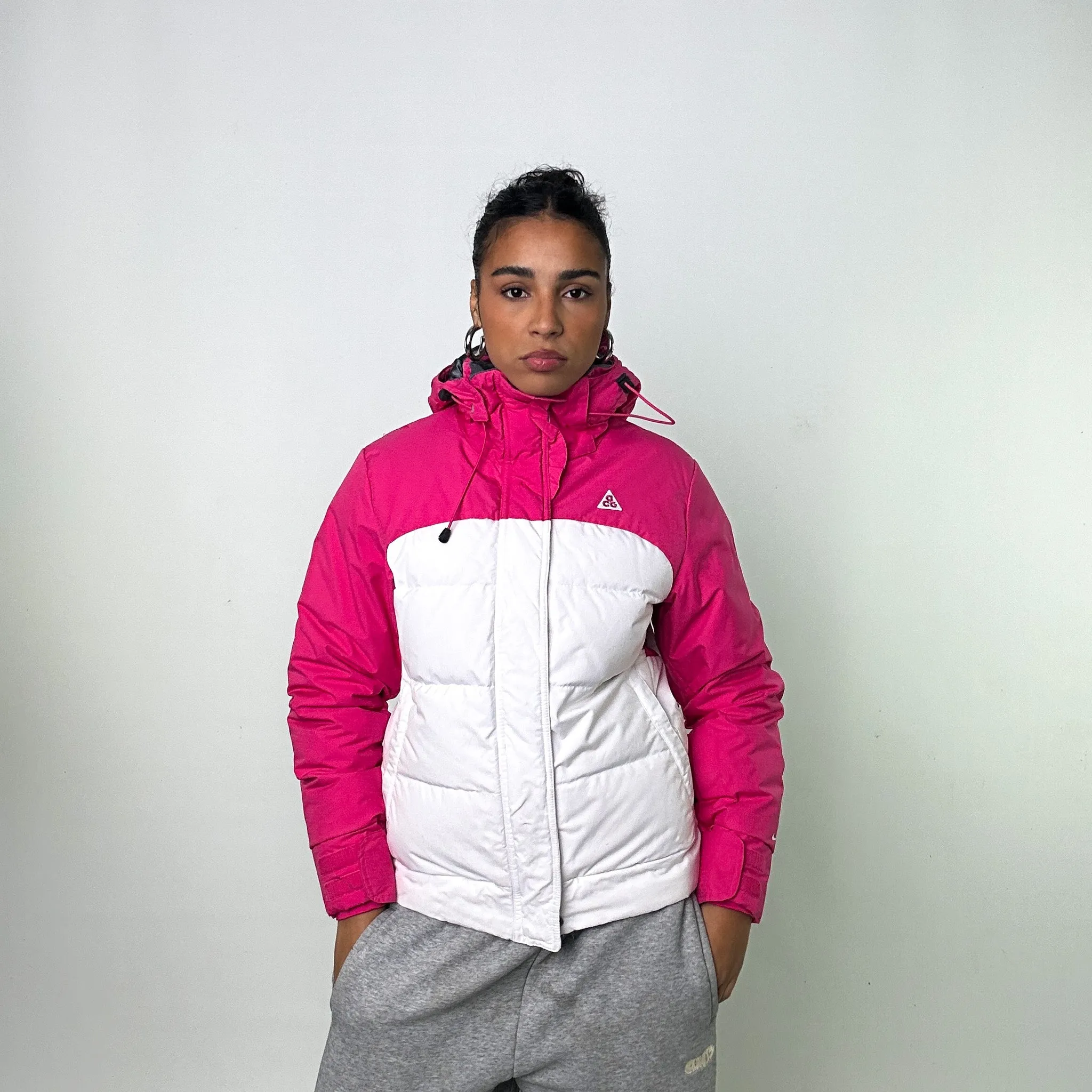 Pink White y2ks NIKE ACG Puffer Jacket Coat (S/M)