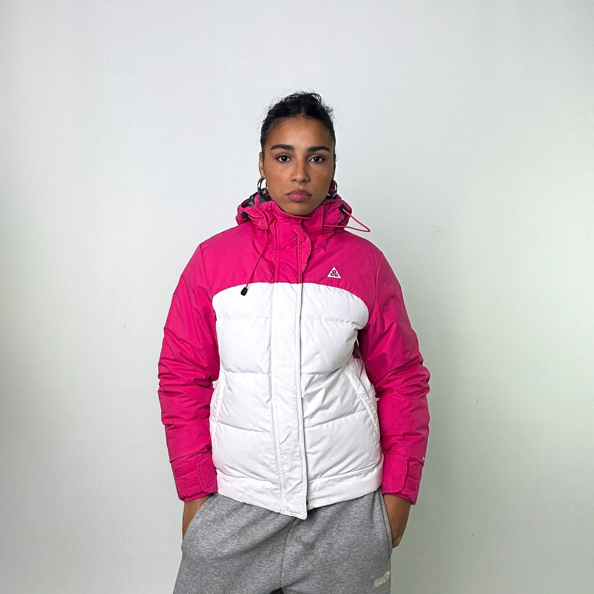 Pink White y2ks NIKE ACG Puffer Jacket Coat (S/M)