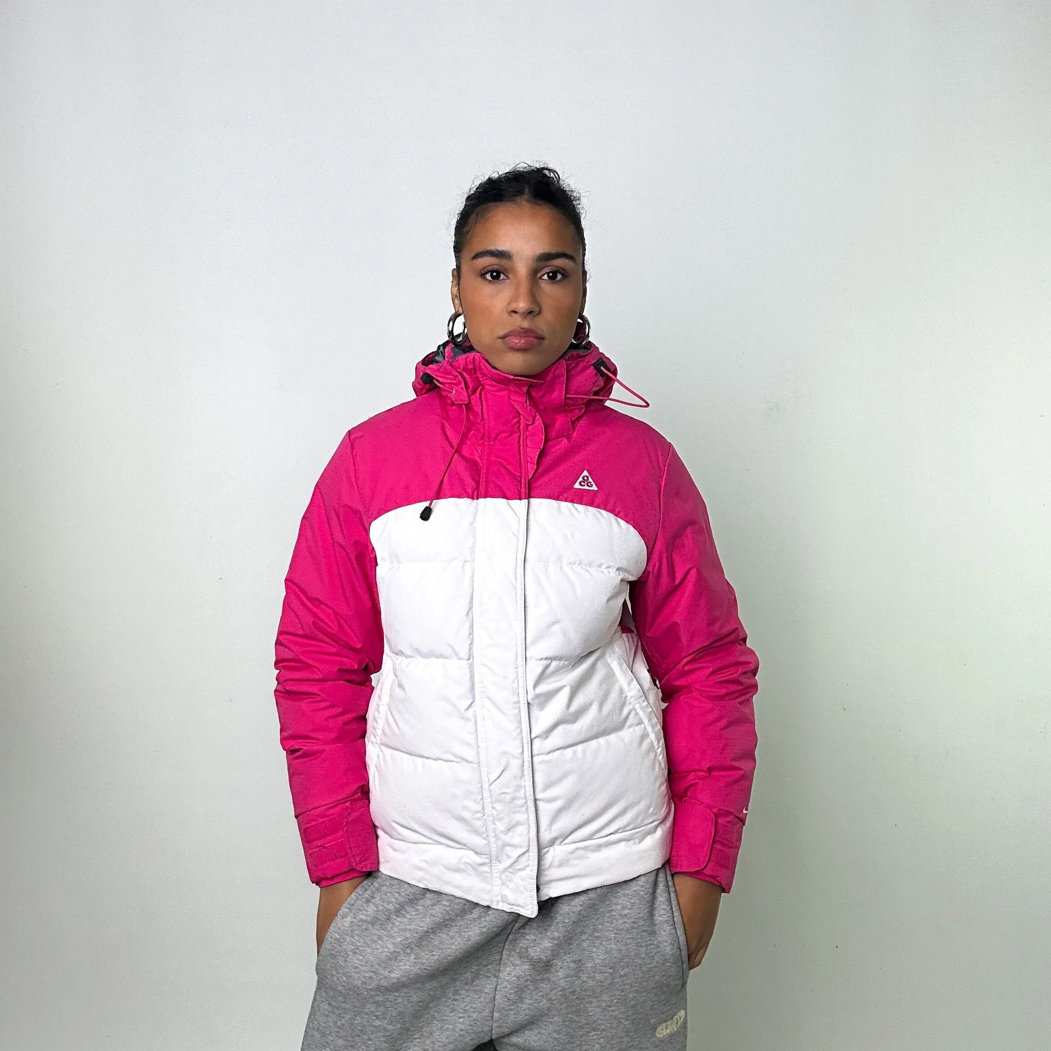 Pink White y2ks NIKE ACG Puffer Jacket Coat (S/M)