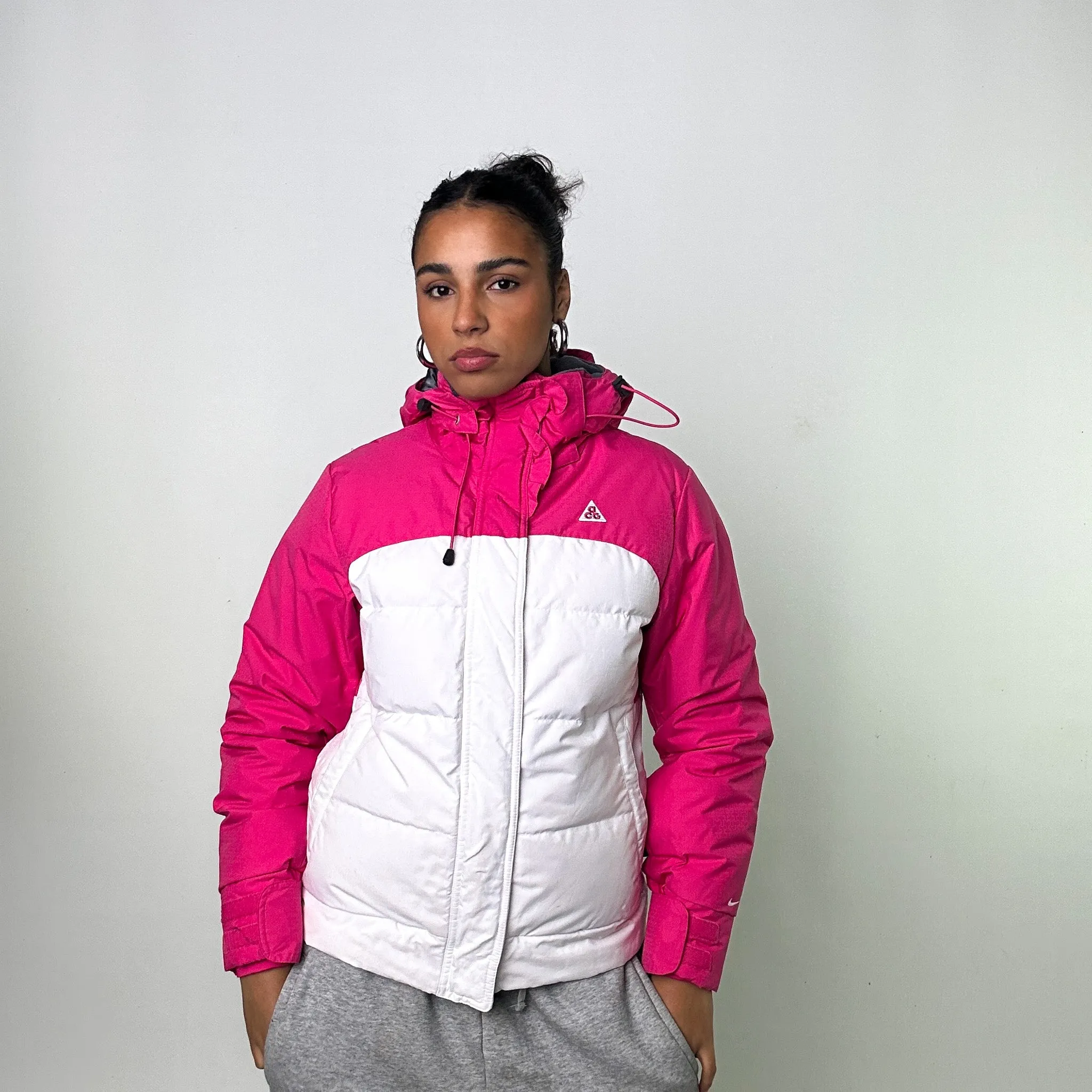 Pink White y2ks NIKE ACG Puffer Jacket Coat (S/M)