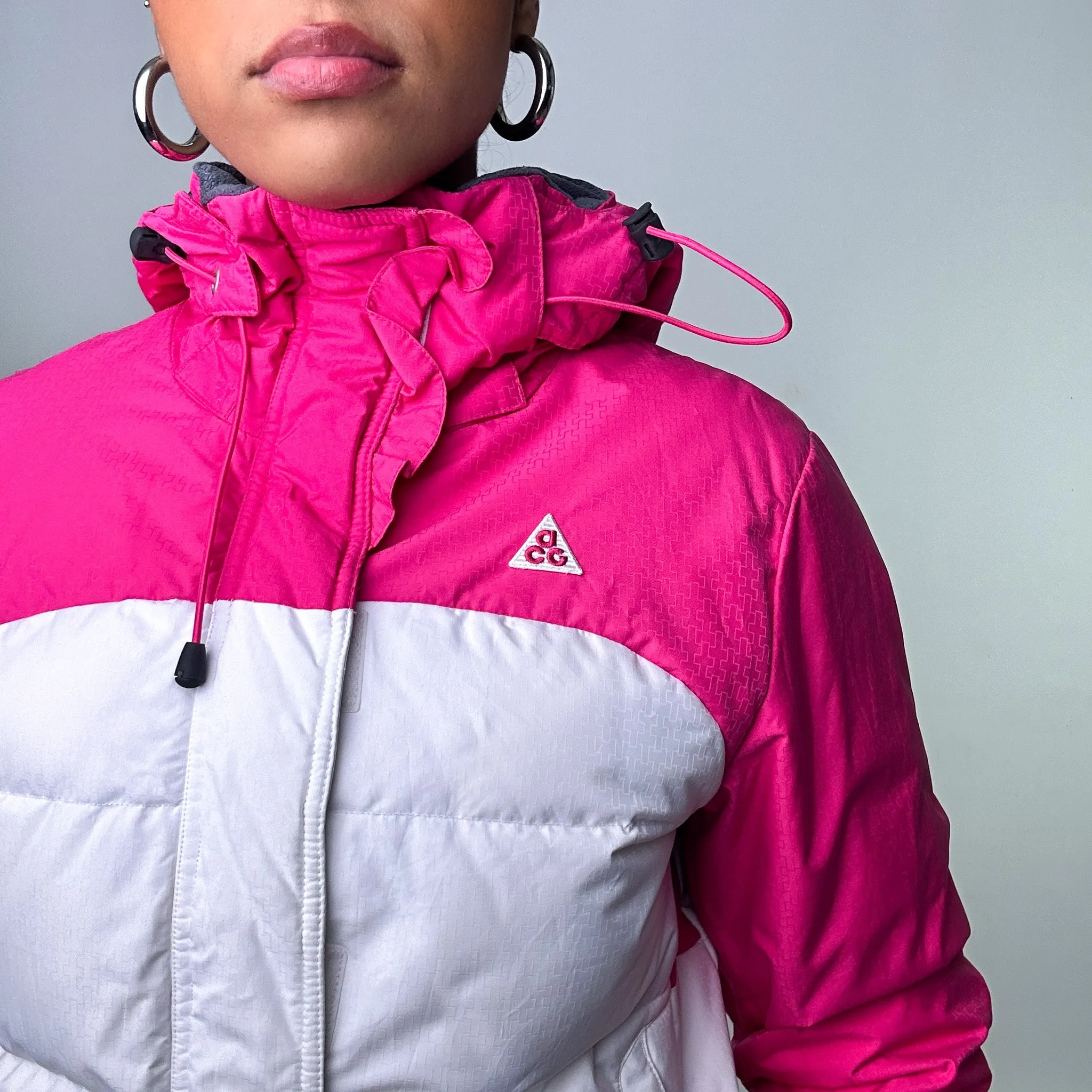 Pink White y2ks NIKE ACG Puffer Jacket Coat (S/M)