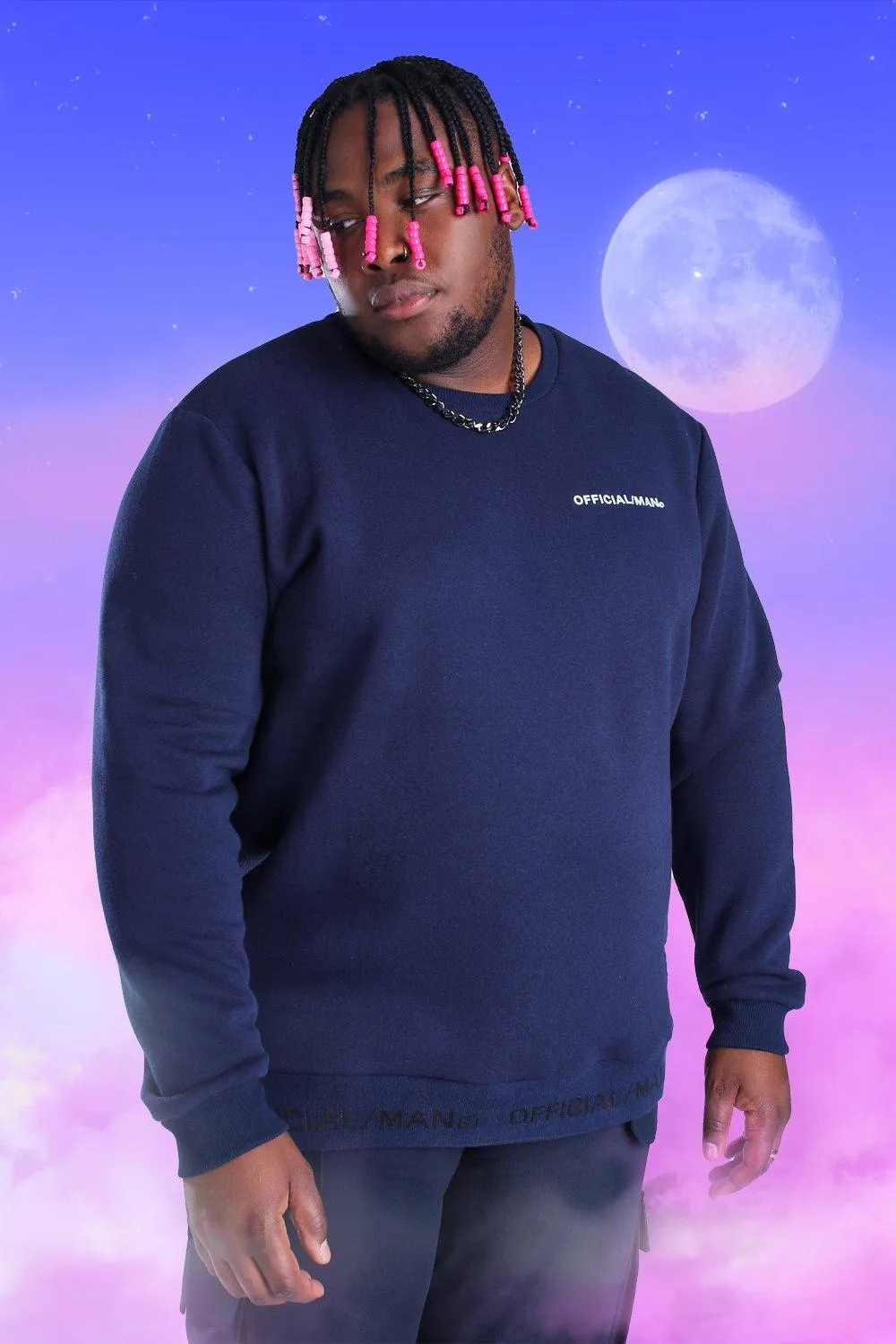 Plus Size Official MAN Rib Detail Sweater