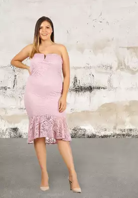 Plus Size Strapless Lace Dress