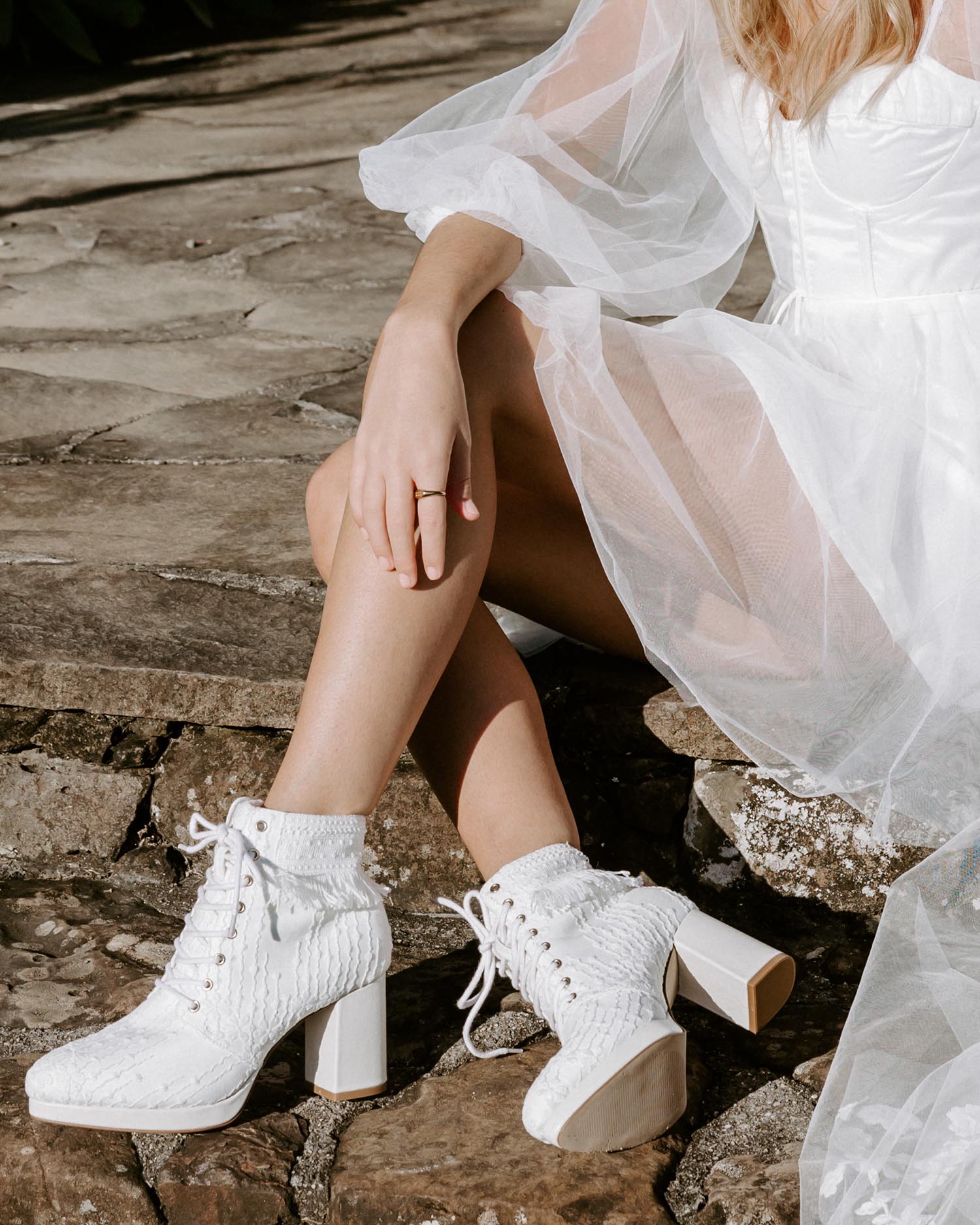 PRAYER BOOTS - LACE UP VELVET BRIDAL BOOTIES - FINAL SALE