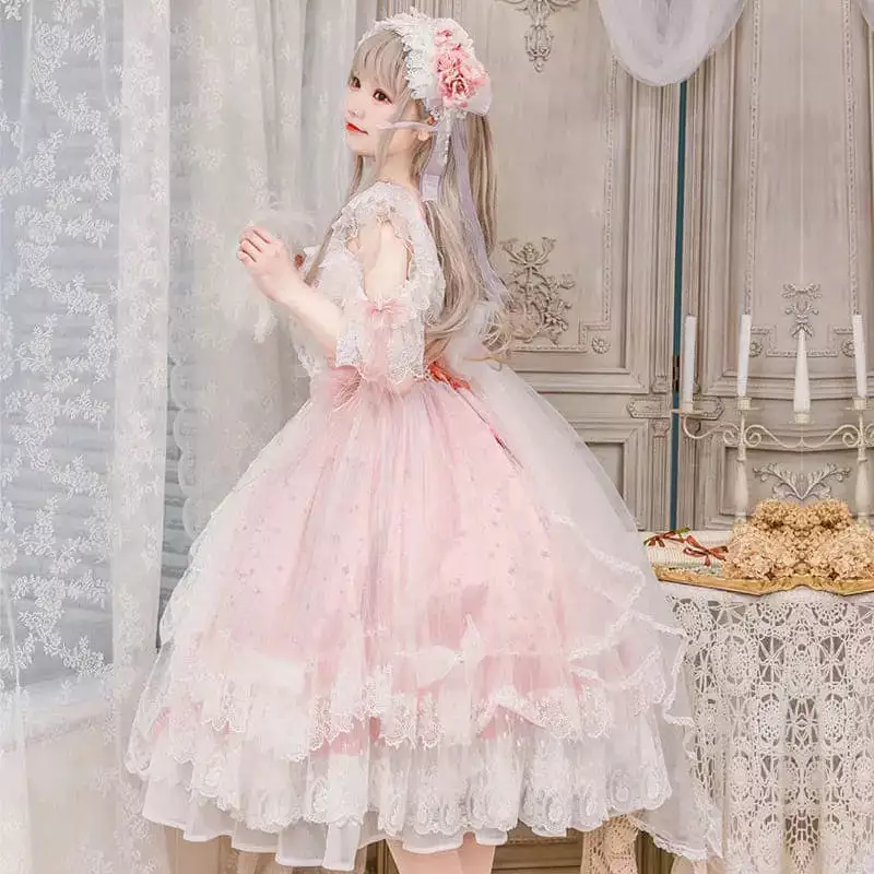 Princess Kawaii Pink Lolita Lace Dress MK17703