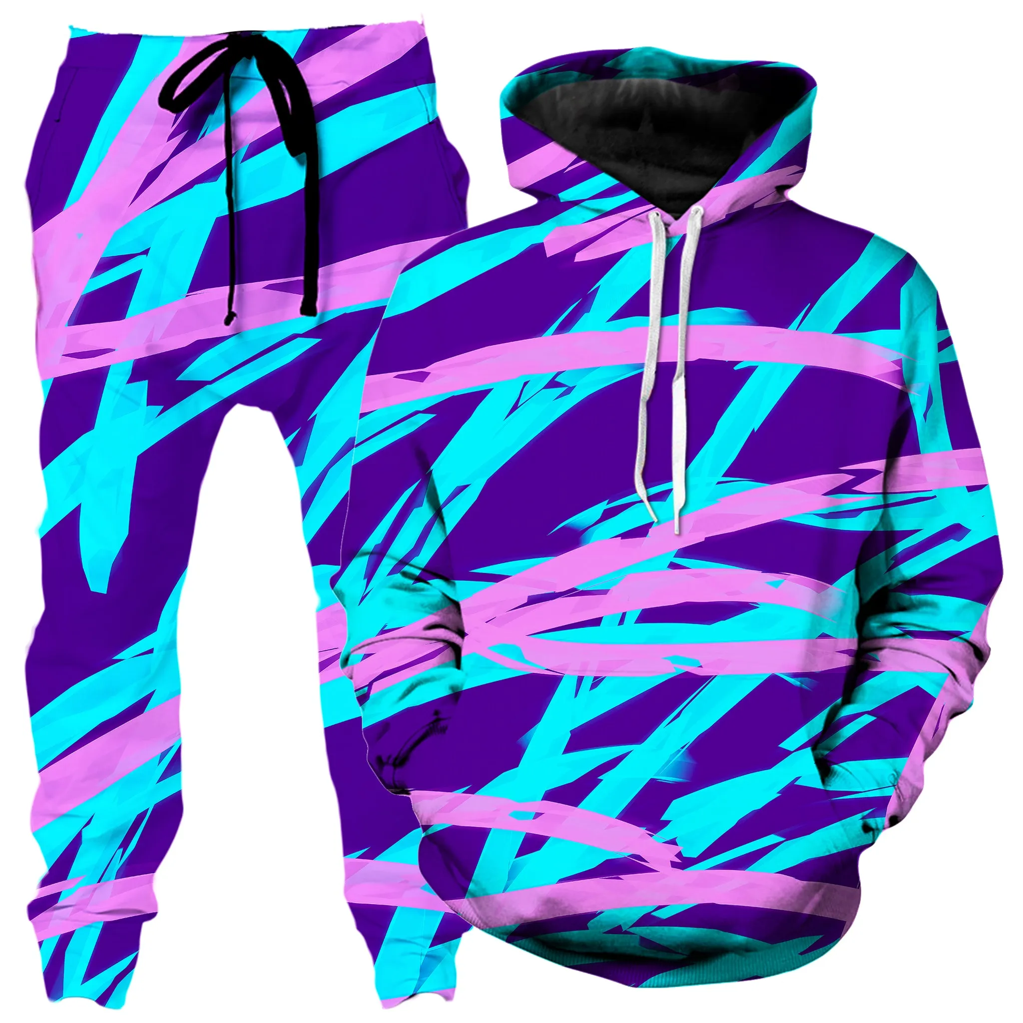 Purple and Blue Rave Abstract Hoodie and Joggers Combo