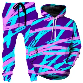 Purple and Blue Rave Abstract Hoodie and Joggers Combo