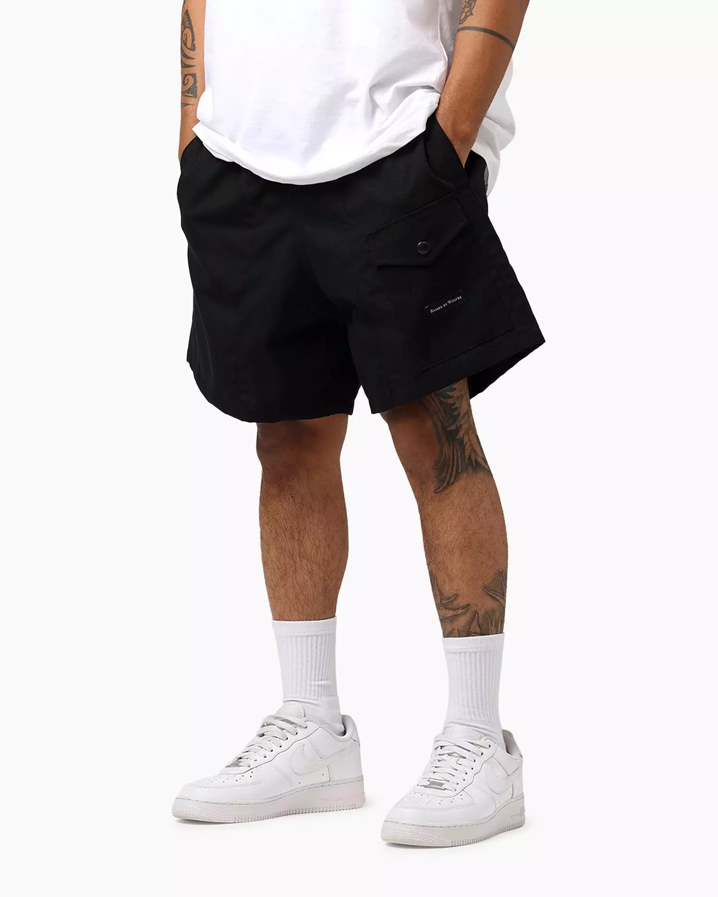 Raised By Wolves Barbarian Ripstop Camp Shorts Black