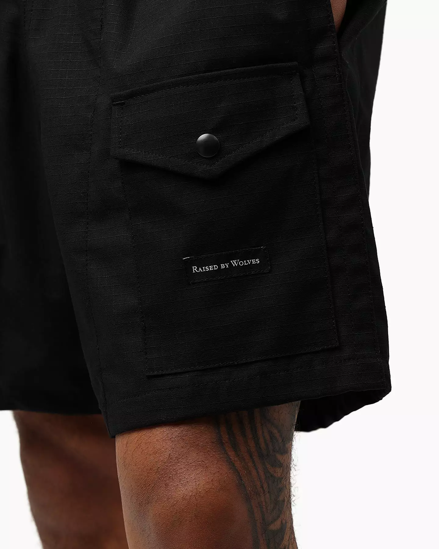 Raised By Wolves Barbarian Ripstop Camp Shorts Black