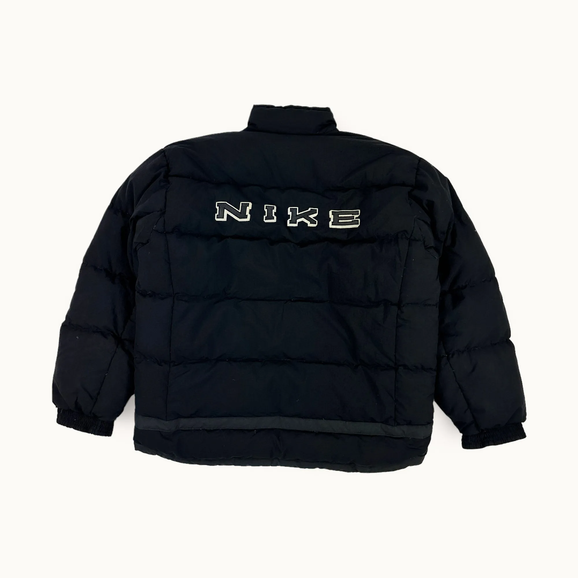 Rare Black 90s NIKE Spellout Puffer Jacket Coat (L)