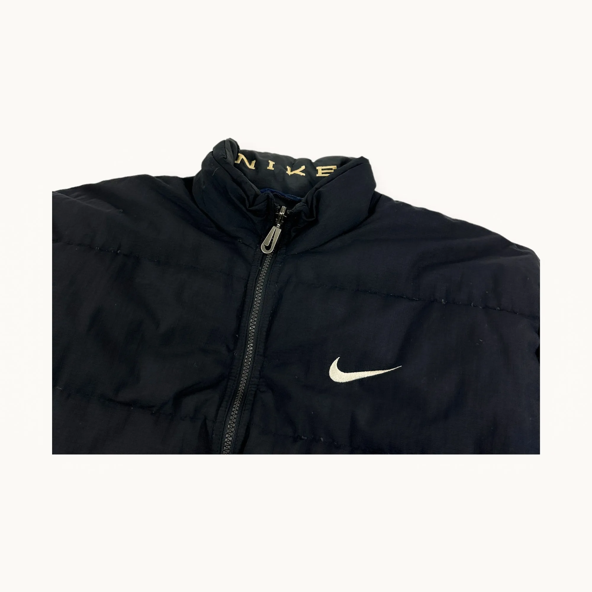 Rare Black 90s NIKE Spellout Puffer Jacket Coat (L)