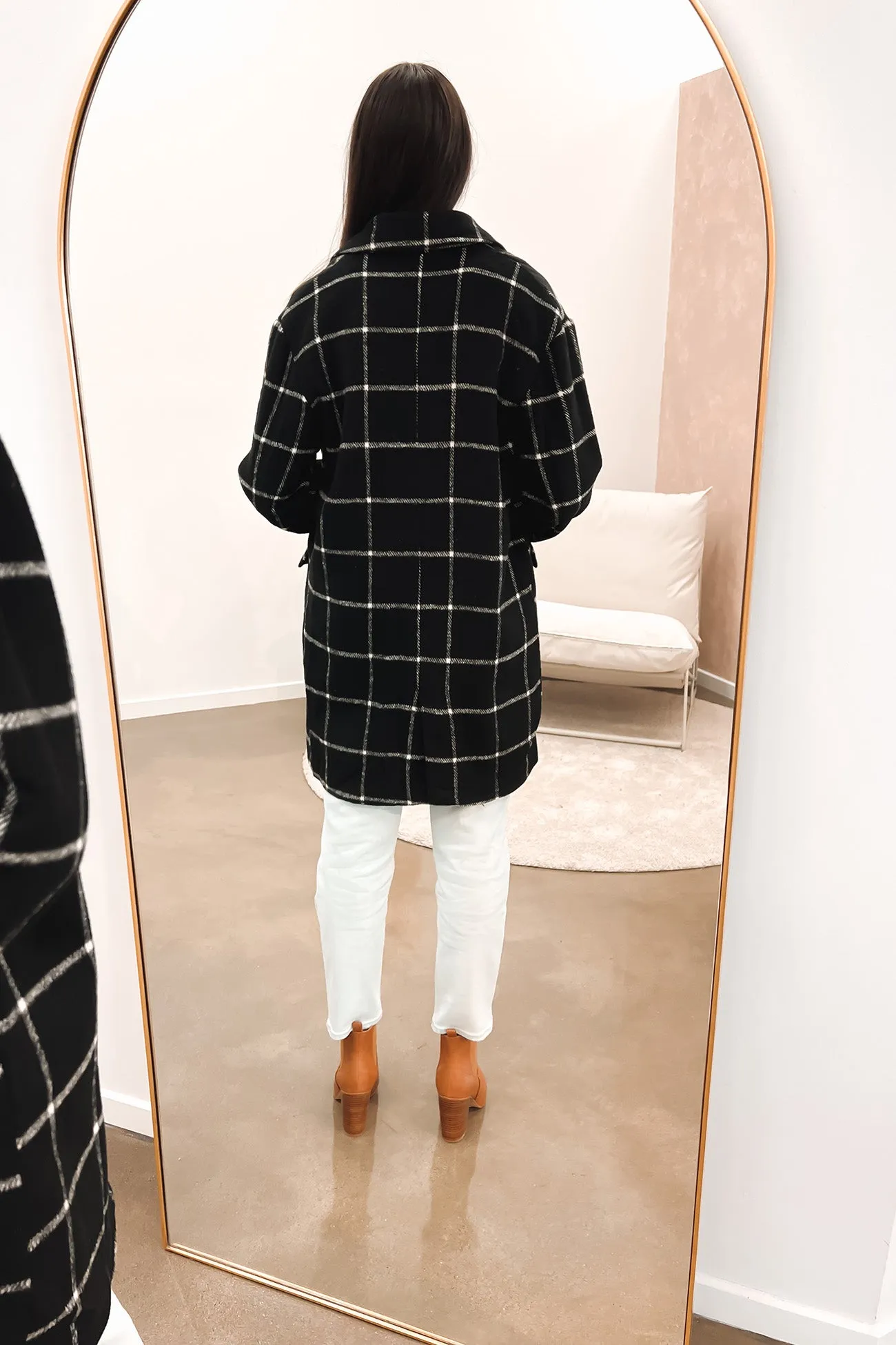 Raya Coat Black Check