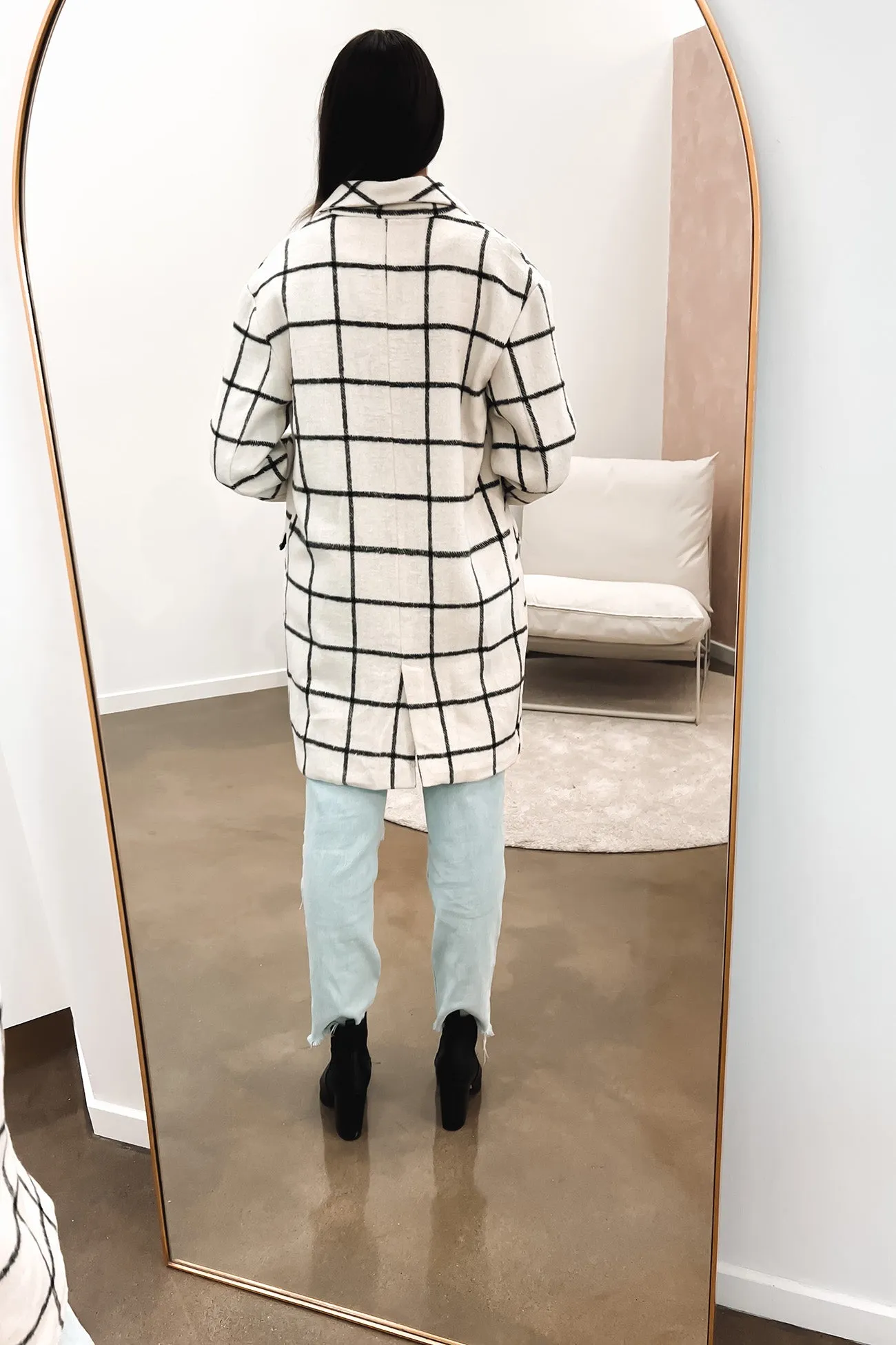 Raya Coat White Check