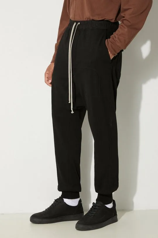 Rick Owens cotton joggers Prisoner Drawstring black color smooth DU02D2395.RIG