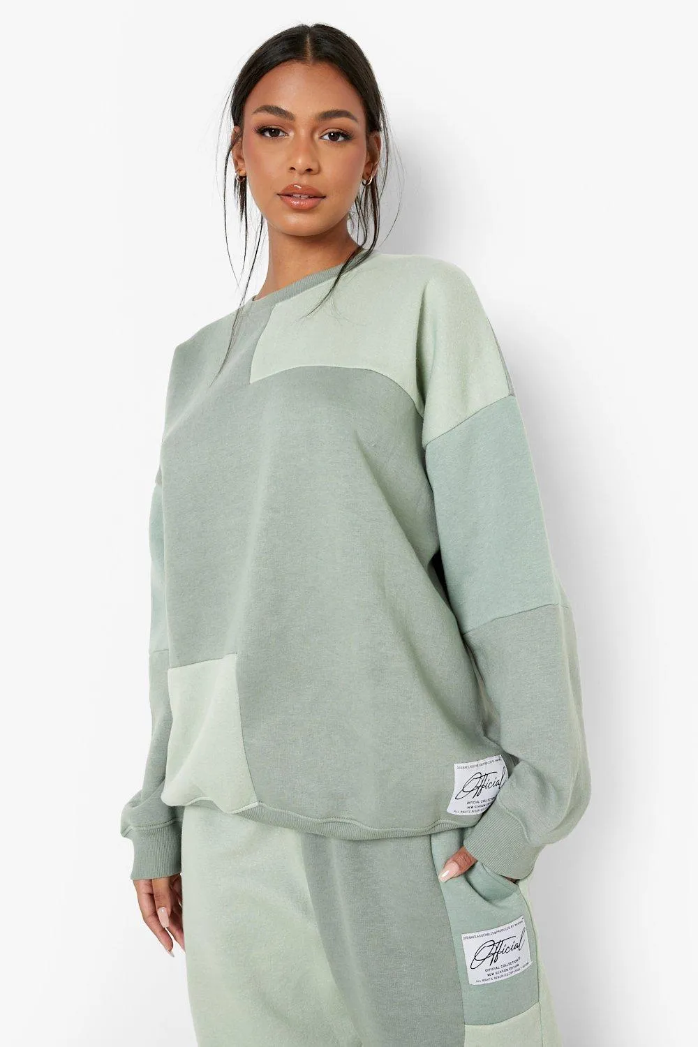 Sage Color Block Oversized Sweater