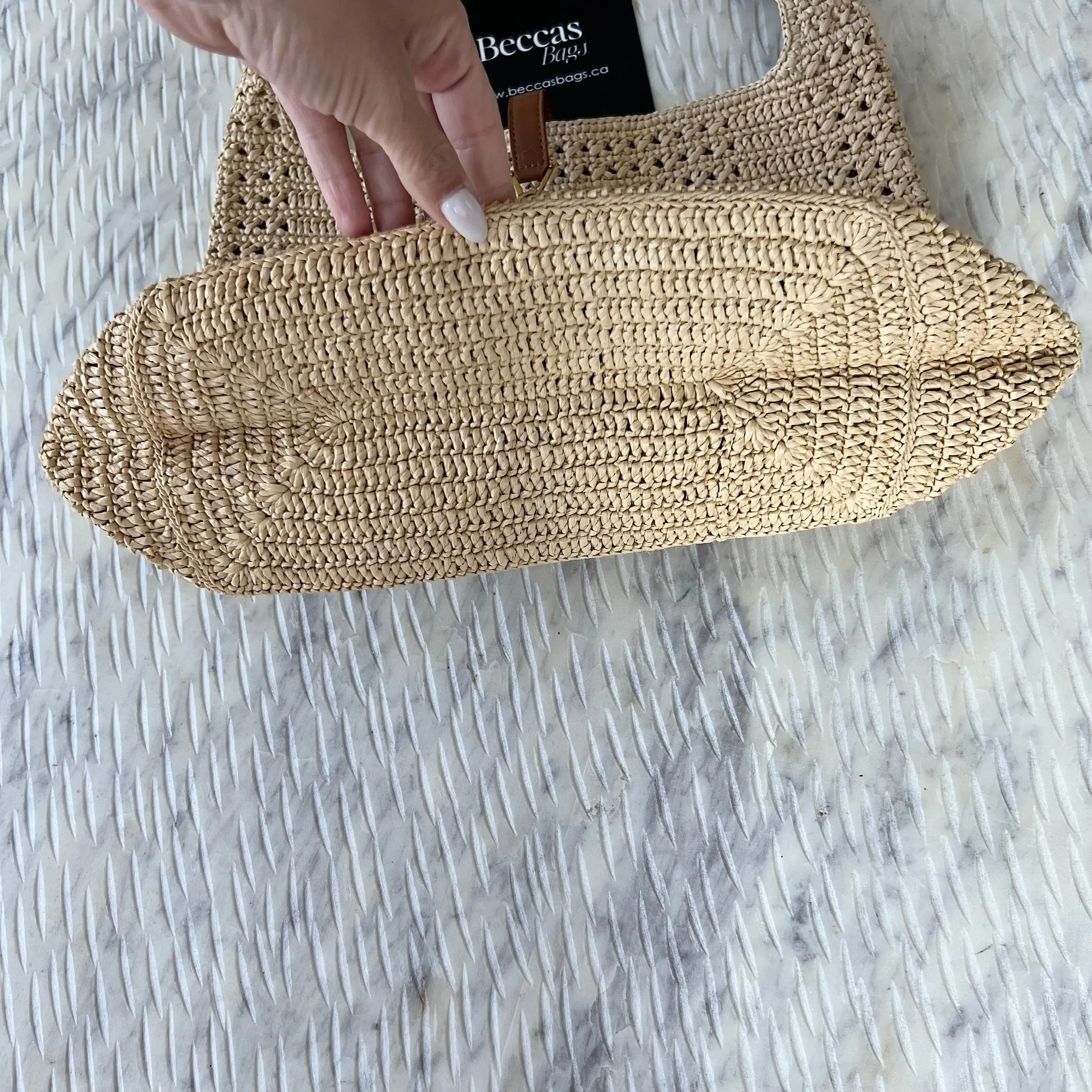 SAINT LAURENT YSL Crochet Raffia Hobo Bag