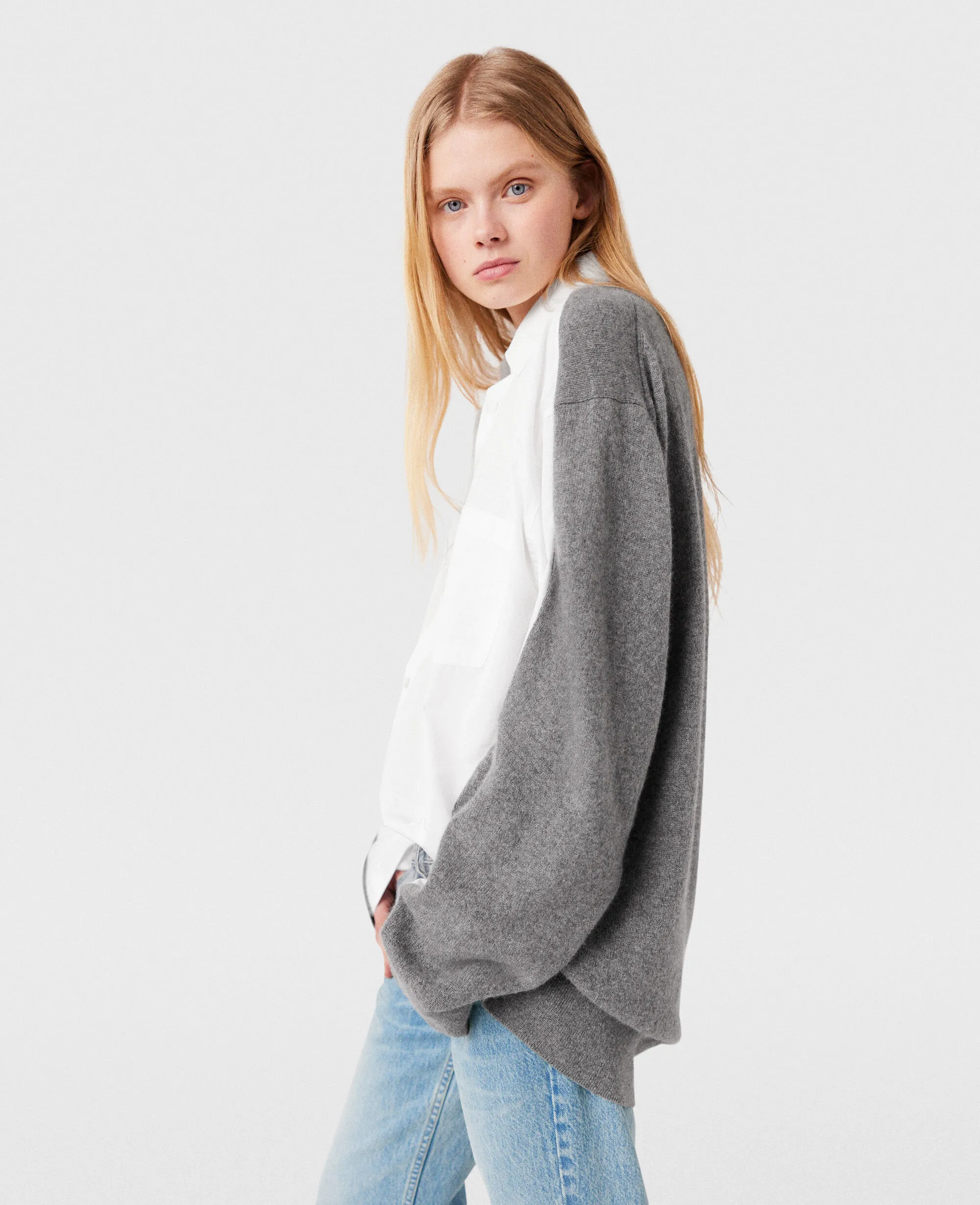 Shirting Details Long Sleeve Sweater