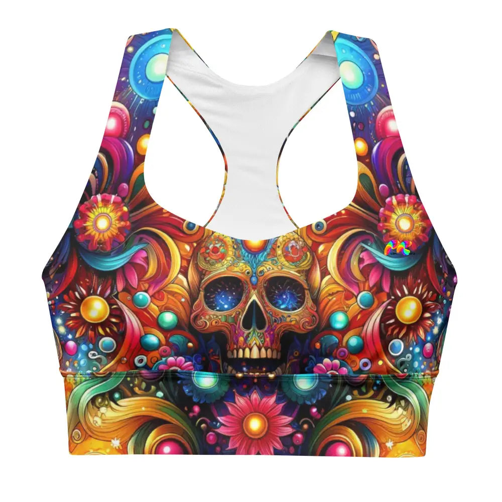 Skull Light Fantasia Rave Longline Sports Bra