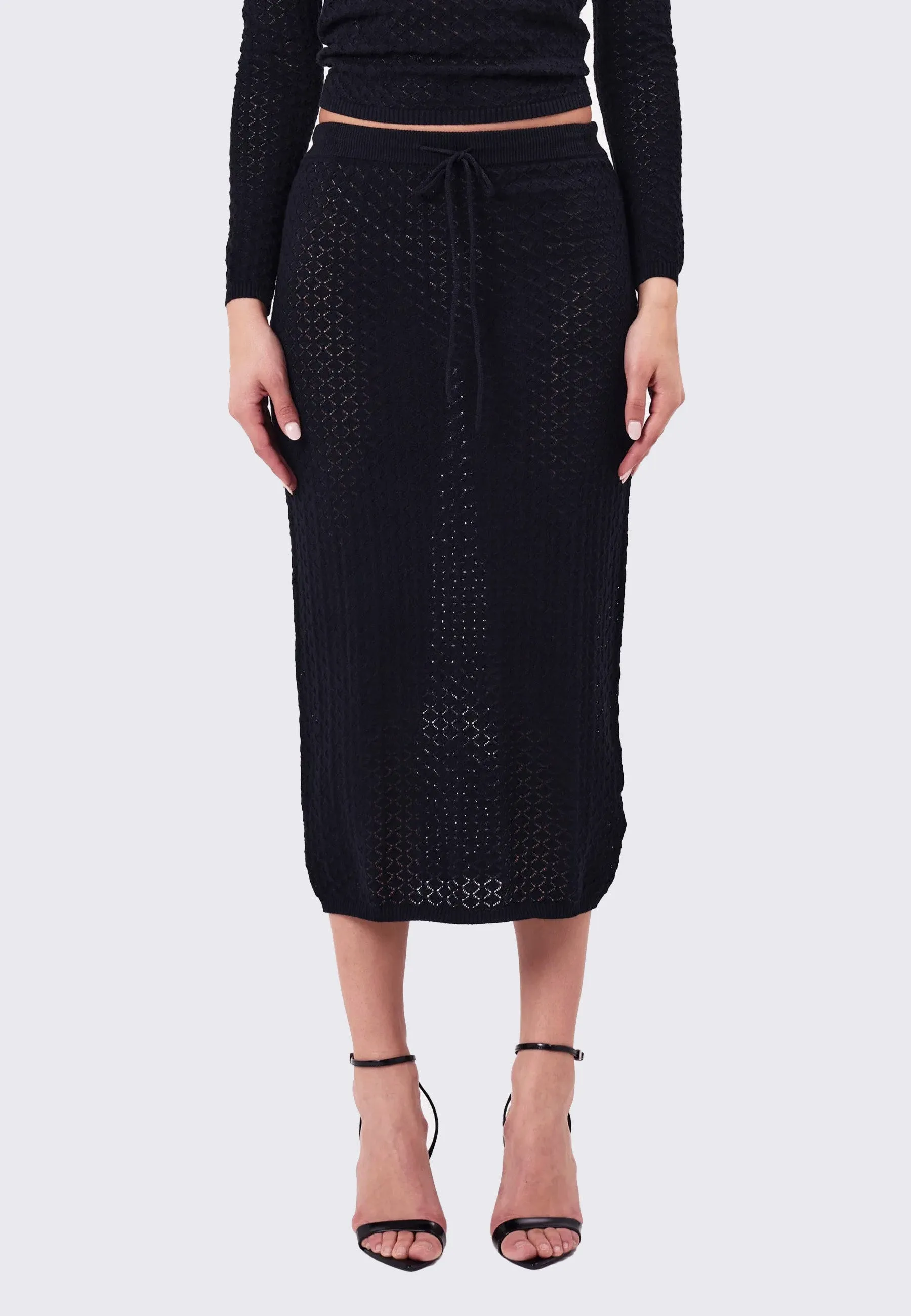 Slip Skirt Diamond Knit - Black