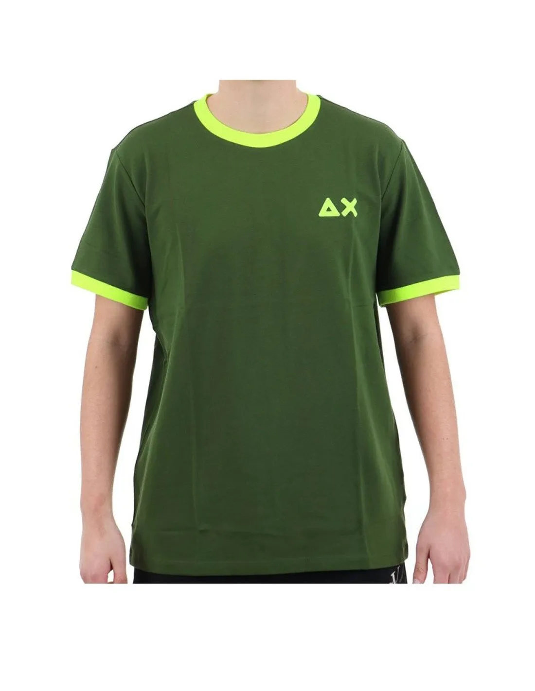 T-shirt Sun68 uomo logo fluo T34125 verde