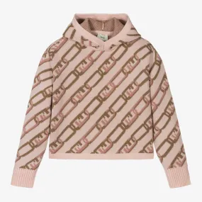 Teen Girls Pink Wool Knitted Hoodie