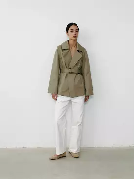 THE TAILORED TRENCH JACKET- SAGE GREEN