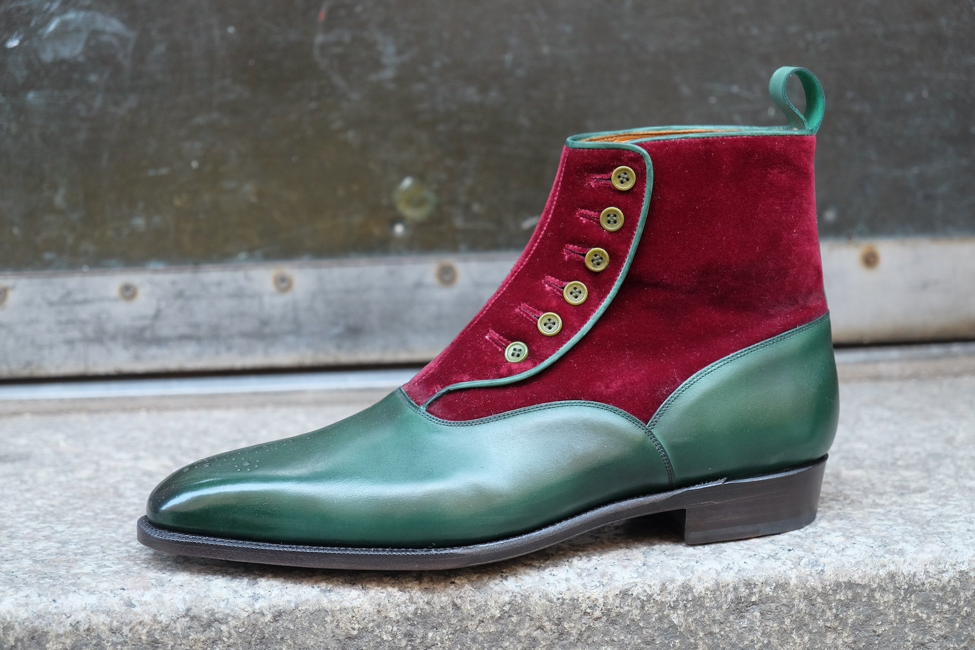 Westlake - MTO - Forest Green Calf / Burgundy Velour - LPB Last - Single Leather Sole