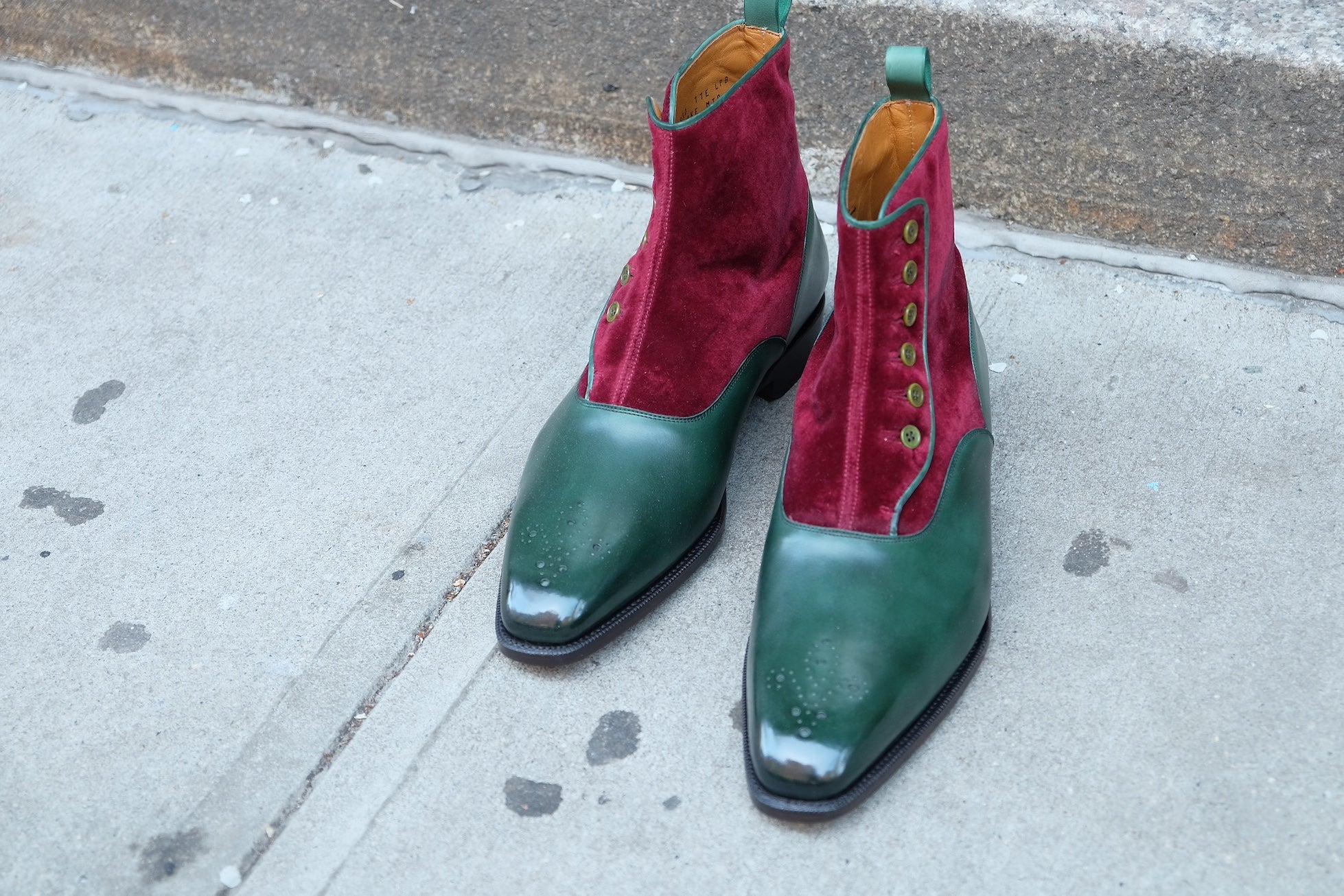 Westlake - MTO - Forest Green Calf / Burgundy Velour - LPB Last - Single Leather Sole