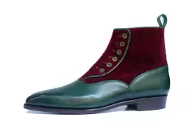 Westlake - MTO - Forest Green Calf / Burgundy Velour - LPB Last - Single Leather Sole