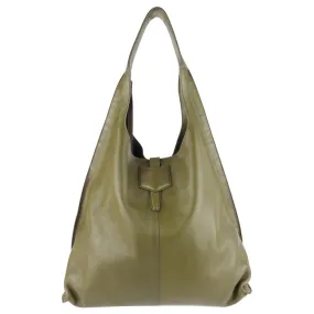 Yves Saint Laurent Khaki Green Leather Hobo Bag